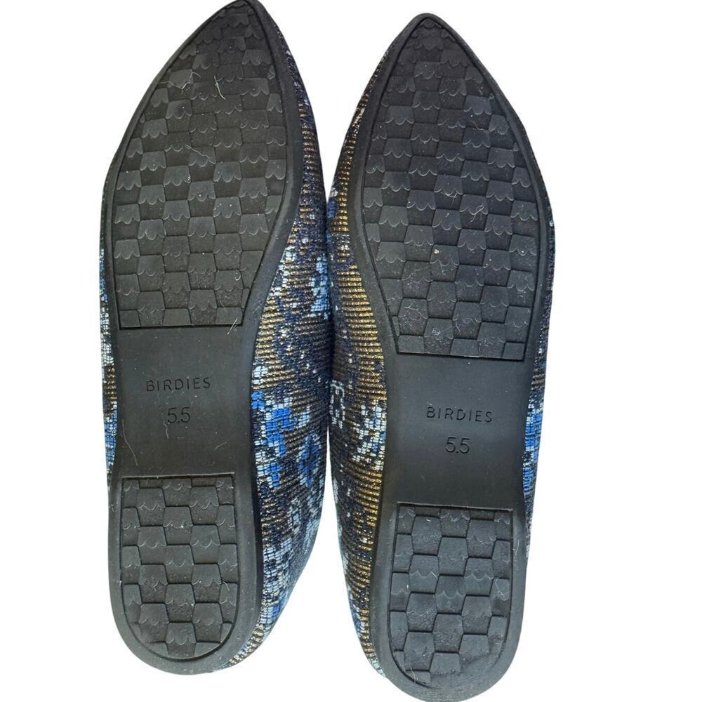 Birdies Goldfinch Flats Ballet Needlepoint Pointed Toe Floral Blue Gold Size 5.5 - Picture 10 of 10